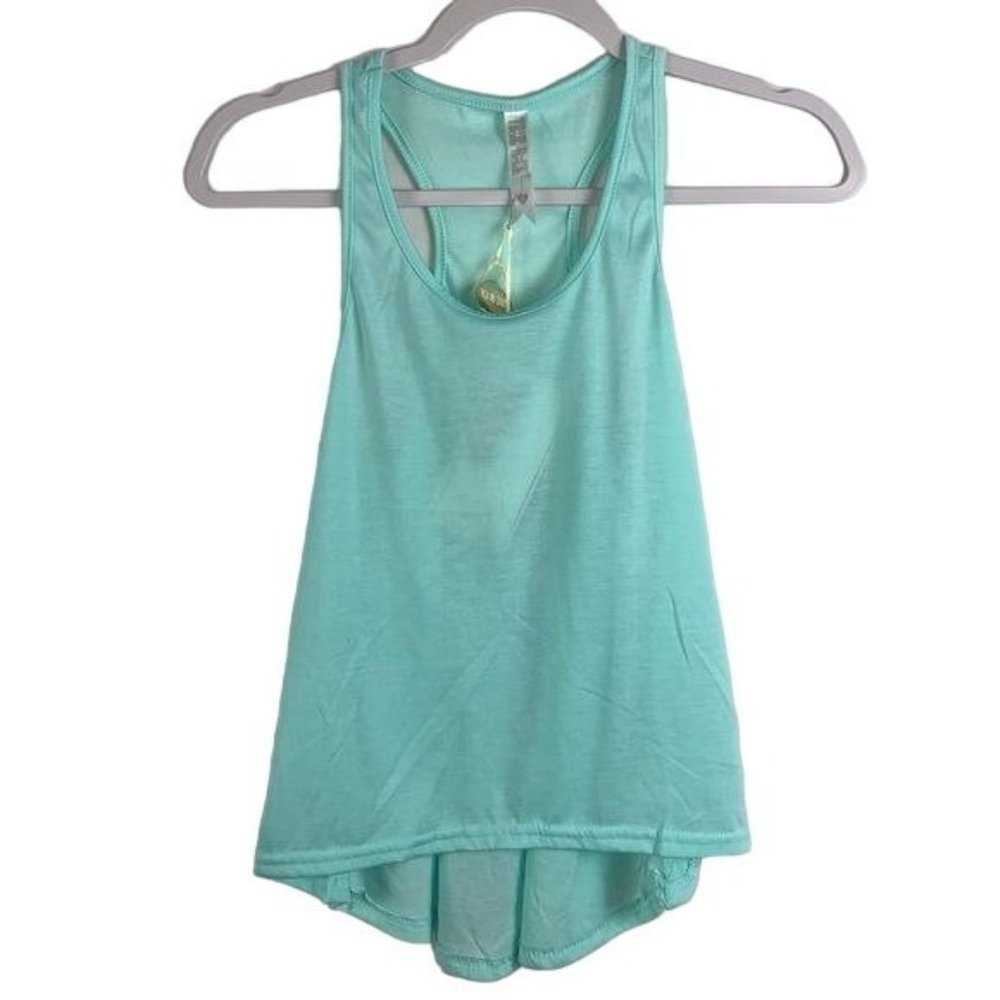 NEW True Rock Women Green Lightweight High Low Flowy Racerback Tank Top Sz Small